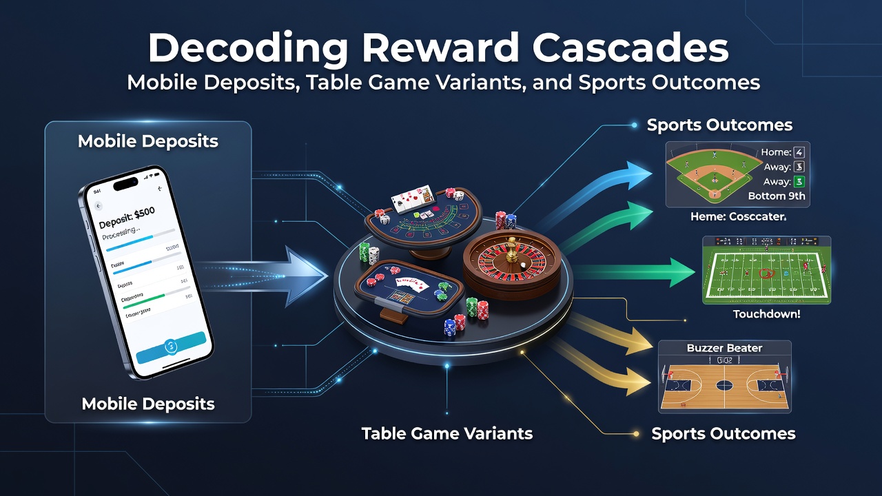 Dashboard view of loyalty points flowing between mobile deposits, table game sessions, and live sports bet settlements