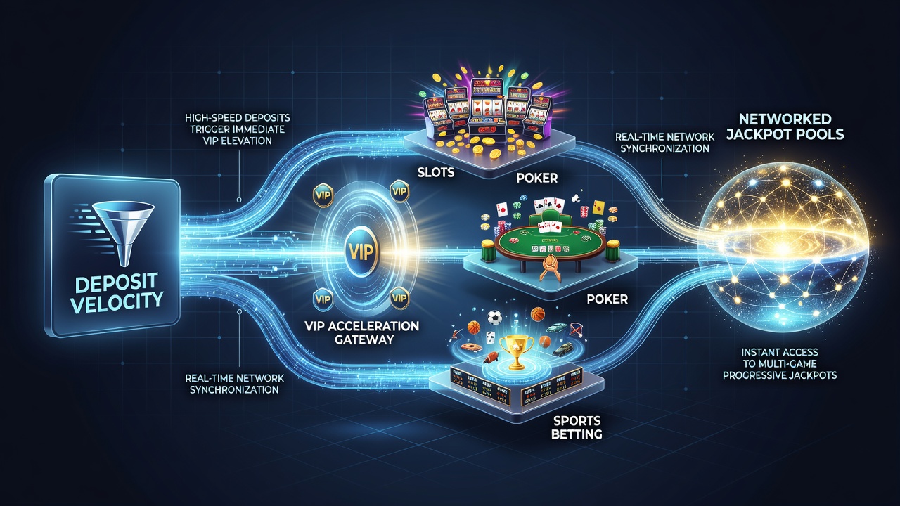 Players engaging with slots, tables, and sports betting connected to jackpot networks