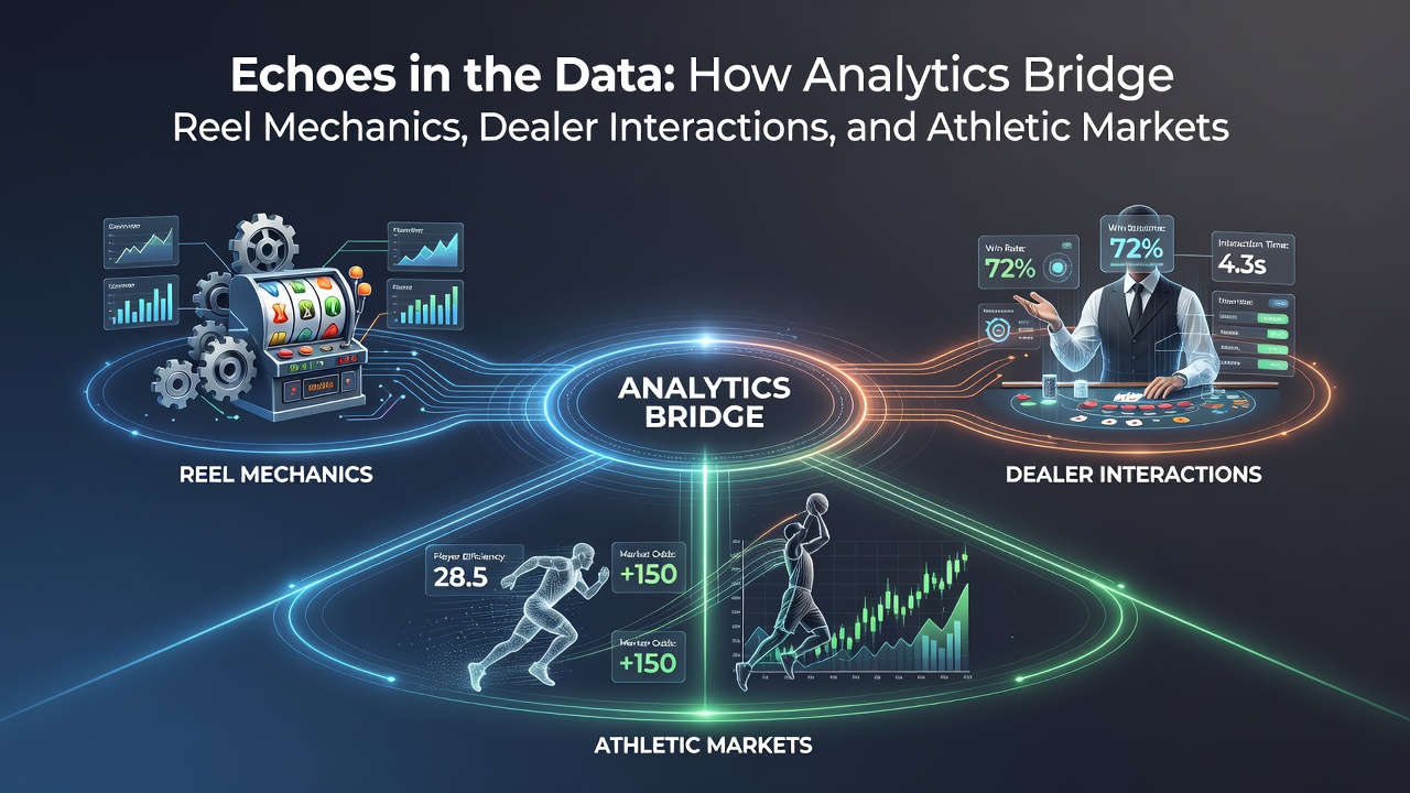 Analytics dashboard displaying linked metrics from slot performance, table game interactions, and sports market movements