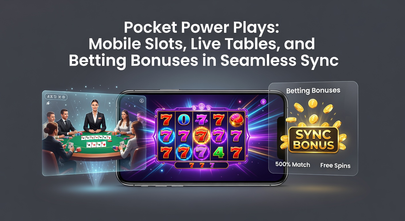 Collage of mobile interfaces showing live poker table, football betting odds, and slot bonus wheel activating in sync